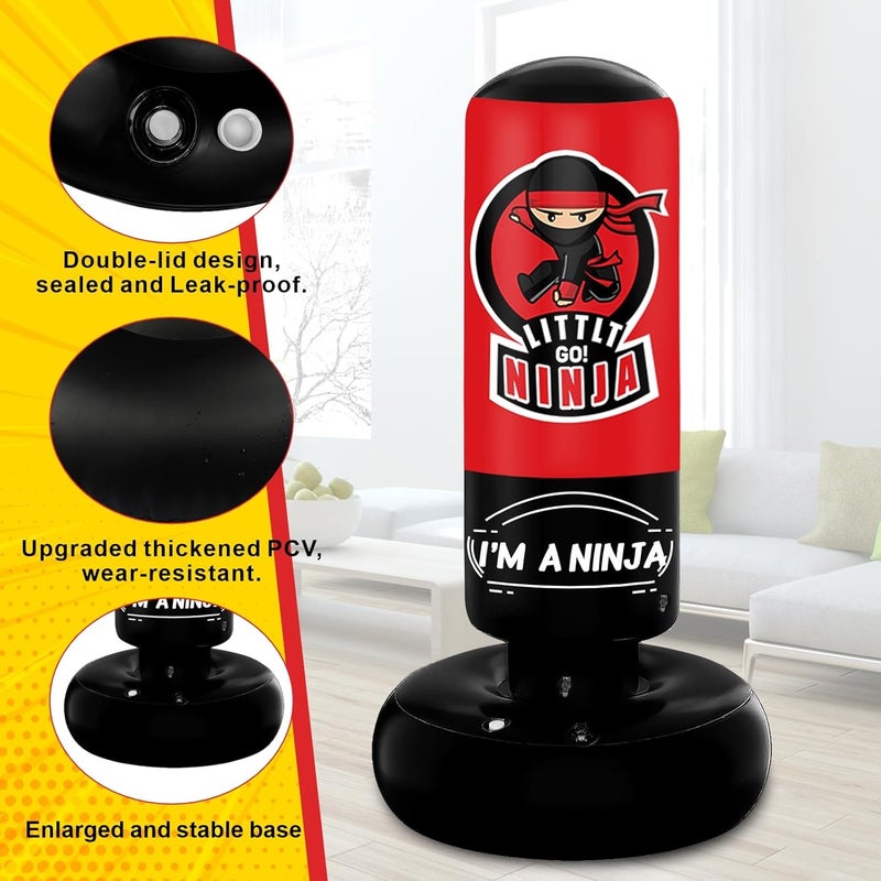 VCOLAN Kids Punching Bag, 67" Stable Inflatable Boxing Bag for Age 5-12, Ninja Karate Taekwondo Training Toy, Christmas Birthday Gift - Image 5